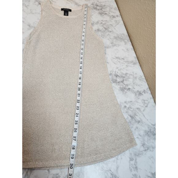 White House Black Market Womens Beige Knit Sleeveless Crew Neck Mini Dress Small - Picture 6 of 6
